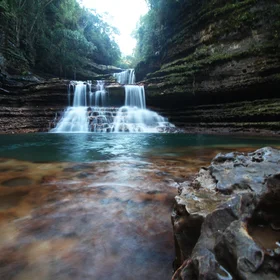 Wei Sawdong Falls: A Tiered Waterfall Shaped by Differential Erosion in the Meghalaya Plateau