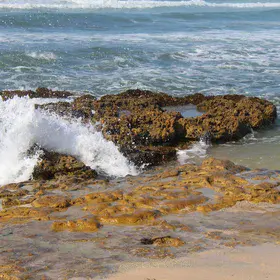 Waves against rocks in Sidi Bouzid, El jadida, Morocco