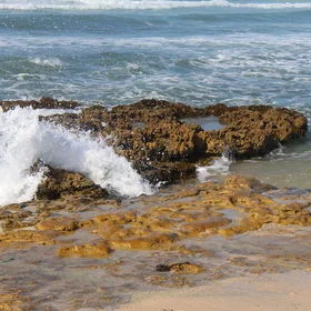 Waves against rocks in Sidi Bouzid, El jadida, Morocco
