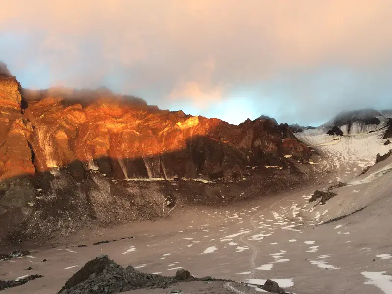 Sunset in the crater of Mount St. Helens