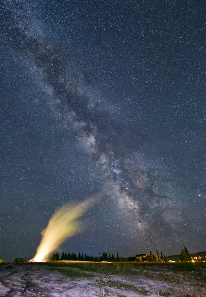 Geyser Eruption Beneath the Milky Way