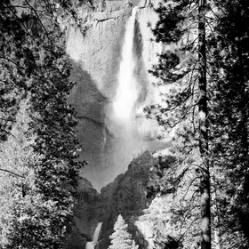 Water and Granite: Yosemite Falls, California.