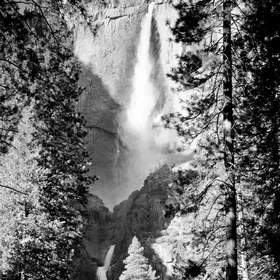 Water and Granite: Yosemite Falls, California.