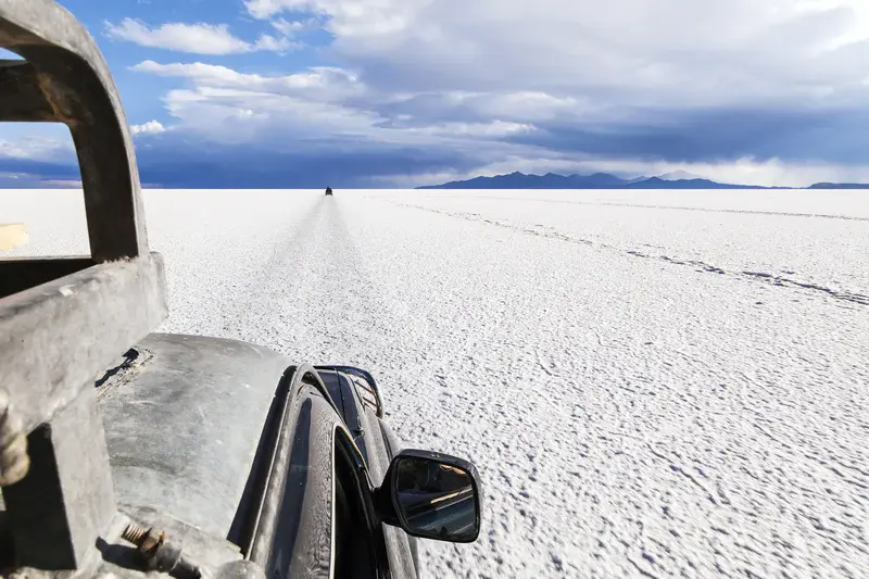 Driving across the World's largest salt flat, Bolivia