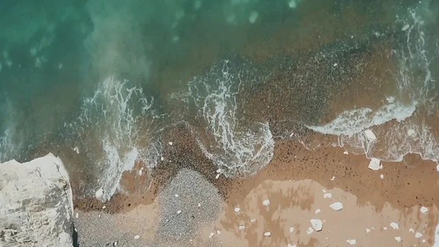 Look down on the crashing waves