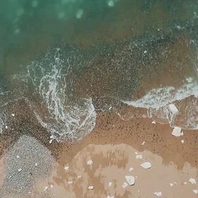 Look down on the crashing waves