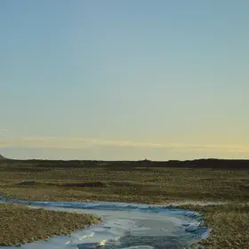 Frozen Flow in a Volcanic Desert