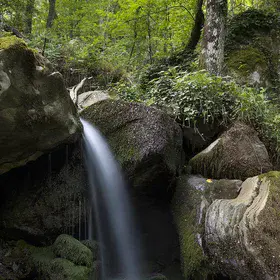 Silky fall in a step-and-pool mountain stream