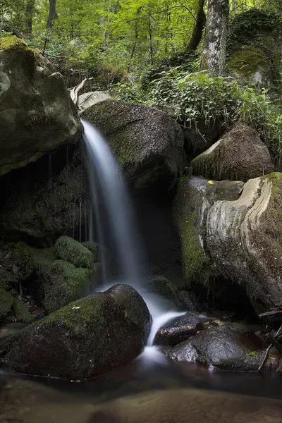 Silky fall in a step-and-pool mountain stream