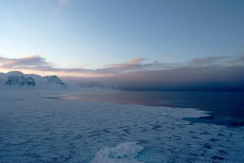 Pancake ice in the sunset