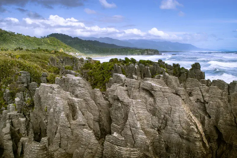 The "Pancake Rocks" in Punakaiki in Aotearoa New Zealand