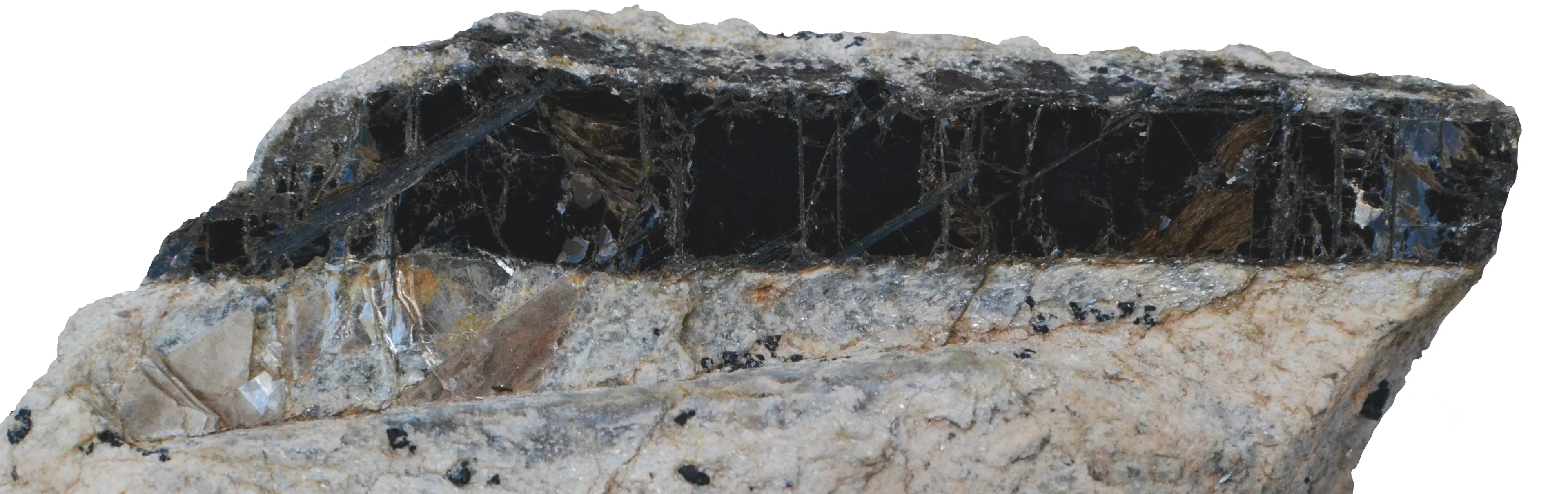 Rock with rectangular cutout and visible debris.